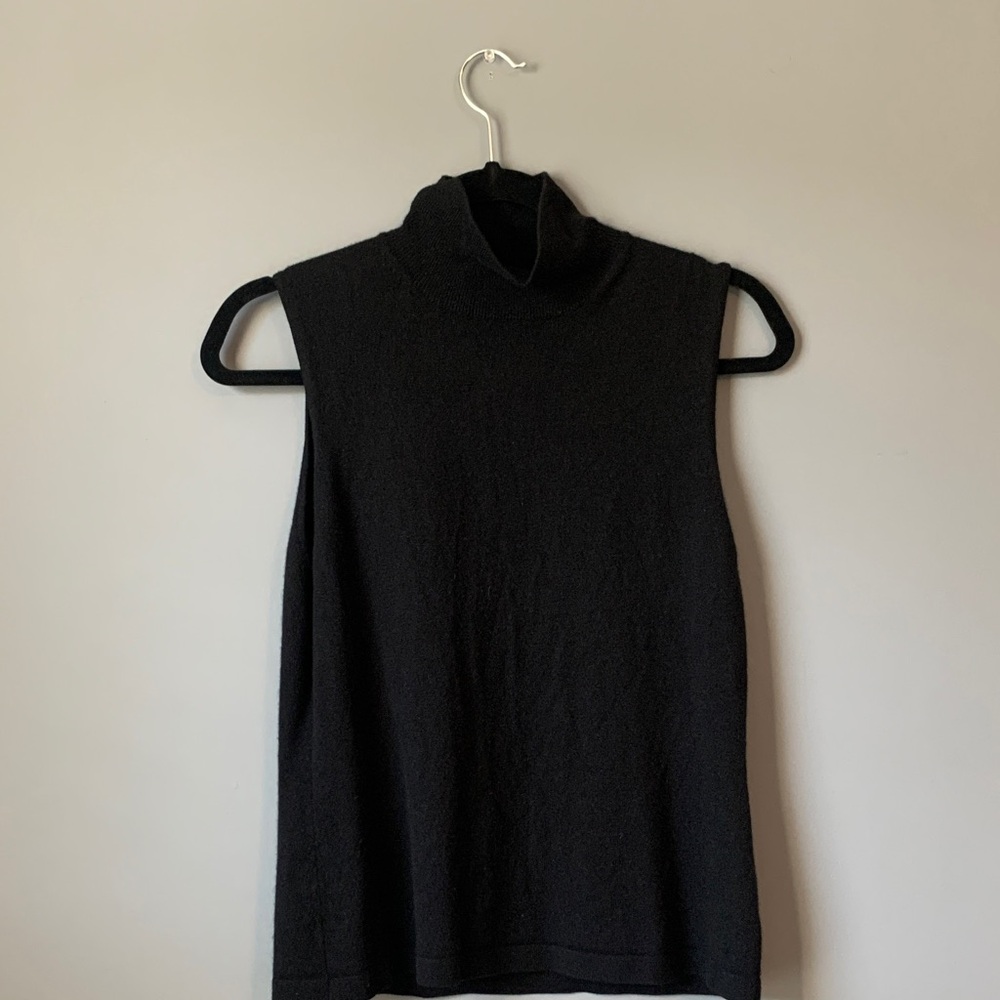 100% Cashmere Chic Black Sleeveless Turtleneck XL